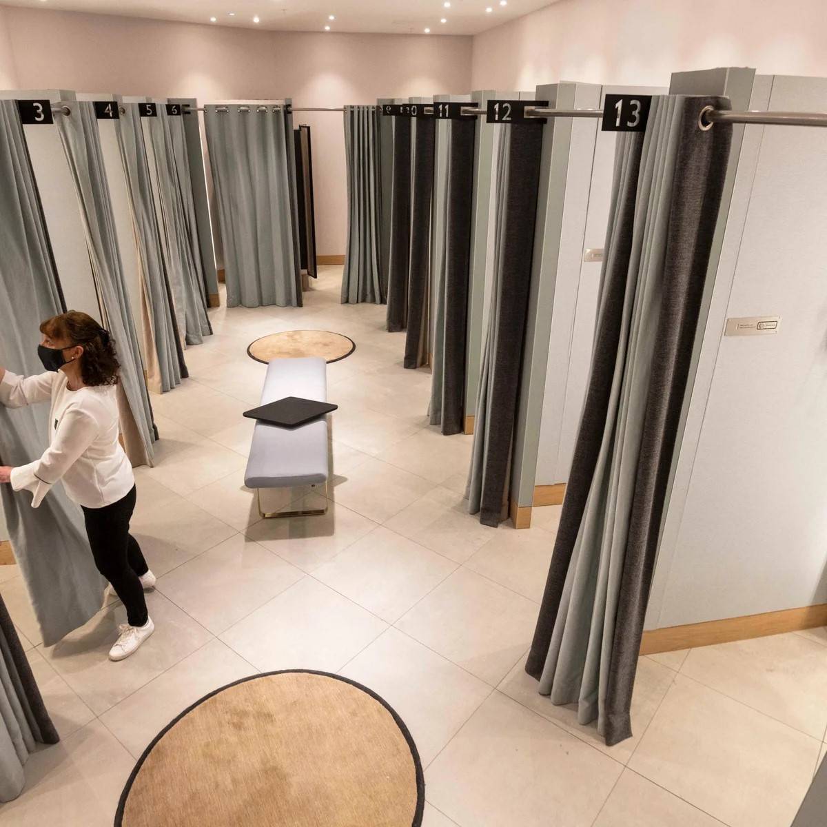 Traditional fitting room in-store